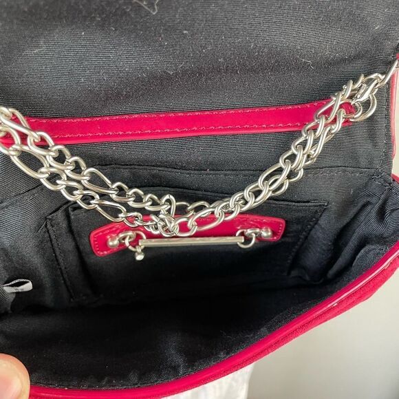 White House Black Market Faux Red Leather Suede Cross Body Shoulder Purse EUC - Picture 7 of 8